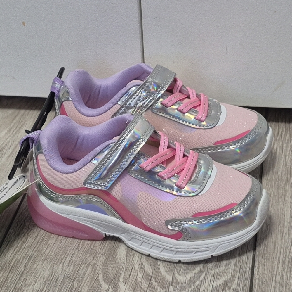 Athletic Works Infant Toddler Girls Pink Iridescent Memory Foam Light-Up Sneaker